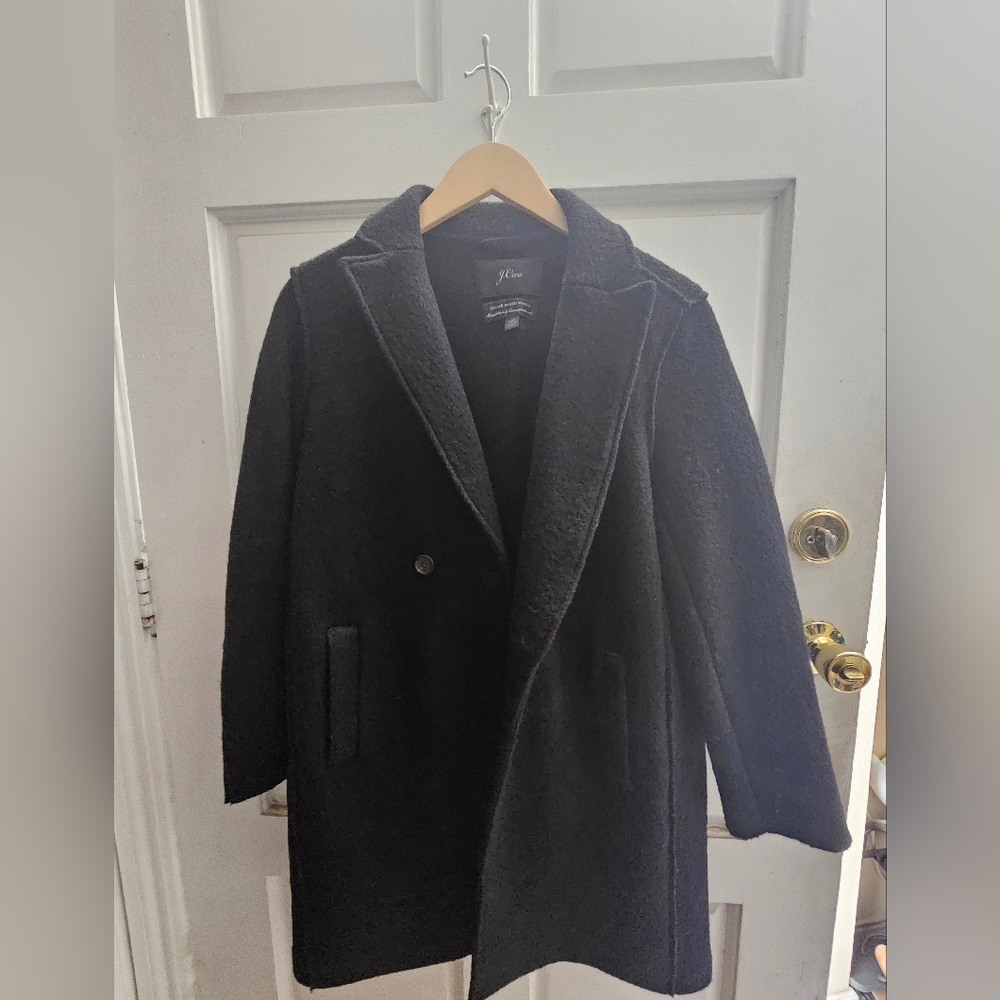 J. Crew Black Italian Boiled Wool Coat - 10P